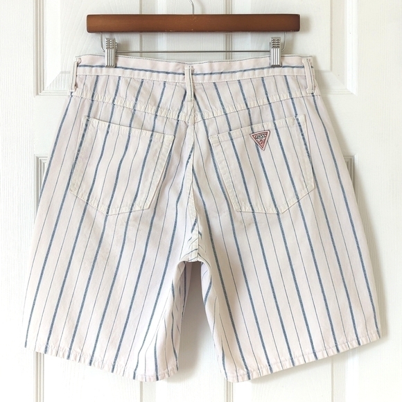 Guess by Georges Marciano 80's Vintage Relaxed High Rise Striped Jean Shorts 2 - Picture 9 of 12